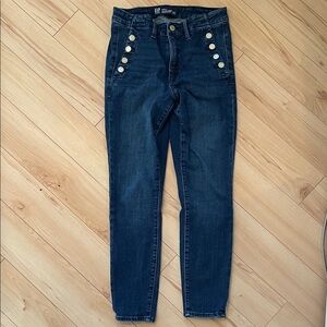 GAP High Rise Dark Blue Jeans with Silver Buttons